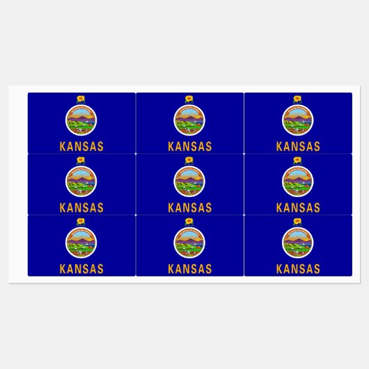 Patriottische labels met vlag van de staat Kansas (Vel)