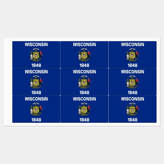 Patriottische labels met vlag van de staat Wiscons (Vel)