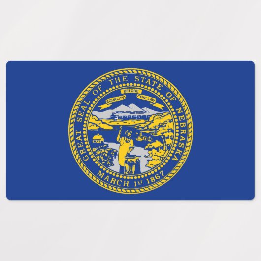 Patriottische labels met vlag van Nebraska (Design 2)