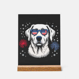 Patriottische Labrador met USA-zonnebril Acryl Bord