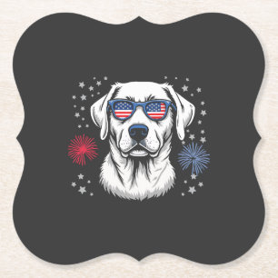 Patriottische Labrador met USA-zonnebril Kartonnen Onderzetters