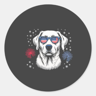 Patriottische Labrador met USA-zonnebril Ronde Sticker