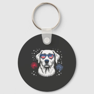 Patriottische Labrador met USA-zonnebril Sleutelhanger