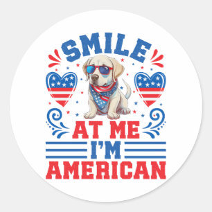 Patriottische Labrador Retriever Hond voor 4 juli Ronde Sticker