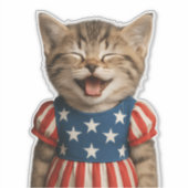 Patriottische Lachende Kitty Sticker (Voorkant)