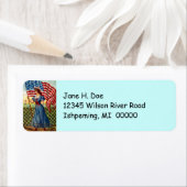  Patriottische Lady Flag Retouradreslabels Etiket (Insitu)