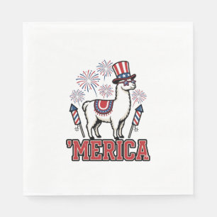 Patriottische Lama Merica Vintage Vector Ontwerp_1 Servet
