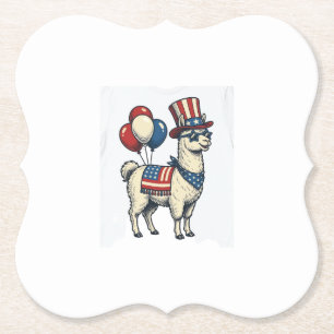 Patriottische Lama Vintage Gravure Shirt Ontwerp_1 Kartonnen Onderzetters
