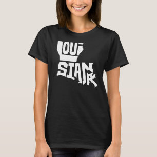 Patriottische landkaart van Louisiana-tekstvorm T-shirt