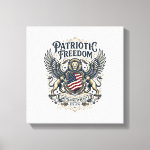 Patriottische Leeuw Arend Bewaker Dier Hybride Pat Canvas Afdruk