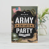 Patriottische Leger-Theme Partij Militaire Viering Kaart (Staand voorkant)