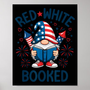 Patriottische lezer Rood Wit Geboekt Vuurwerk Poster