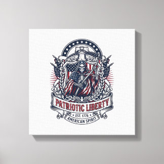 Patriottische Liberty Reaper Donkere Patriot Skele Canvas Afdruk