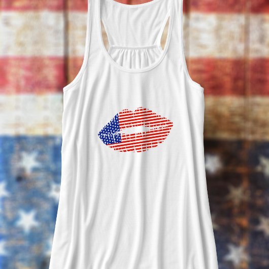 Patriottische Lipstick Kus USA Vlag Vrouwen Tankto Tanktop