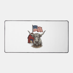 Patriottische Longhorn Koe en Rode Schuur Vectoron Bureaumat