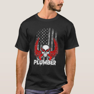 Patriottische Loodgieter USA Amerikaanse Vlag Pipe T-shirt