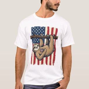 Patriottische Luiaard Vintage Gravure Shirt Ontwer
