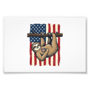 Patriottische Luiaard Vintage Gravure Shirt Ontwer Foto Afdruk