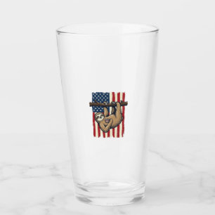 Patriottische Luiaard Vintage Gravure Shirt Ontwer Glas