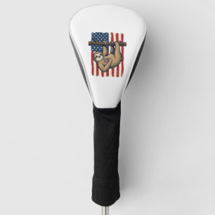 Patriottische Luiaard Vintage Gravure Shirt Ontwer Golfheadcover