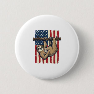 Patriottische Luiaard Vintage Gravure Shirt Ontwer Ronde Button 5,7 Cm