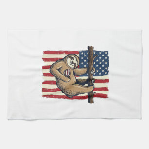 Patriottische Luiaard Vintage Gravure Shirt Ontwer Theedoek