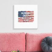 Patriottische man papa beschermer held vlag shirt  canvas afdruk (Insitu (Woonkamer))