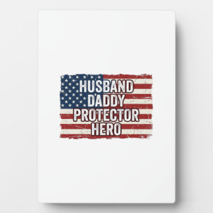 Patriottische man papa beschermer held vlag shirt fotoplaat