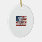 Patriottische man papa beschermer held vlag shirt keramisch ornament (Rechts)