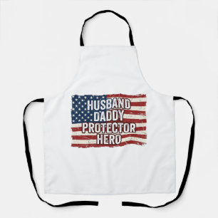 Patriottische man papa beschermer held vlag shirt schort