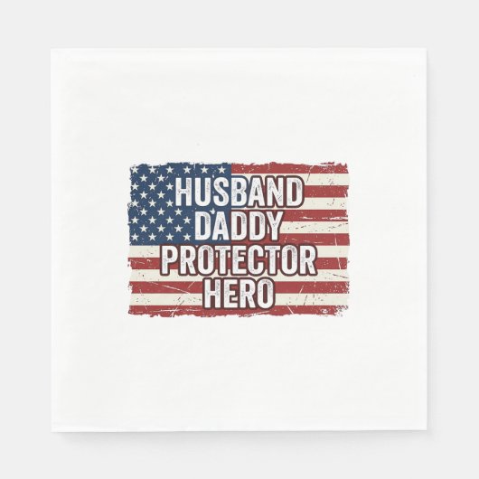 Patriottische man papa beschermer held vlag shirt  servet (Voorkant)