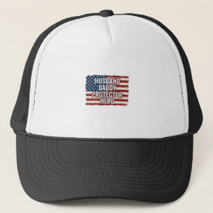 Patriottische man papa beschermer held vlag shirt trucker pet