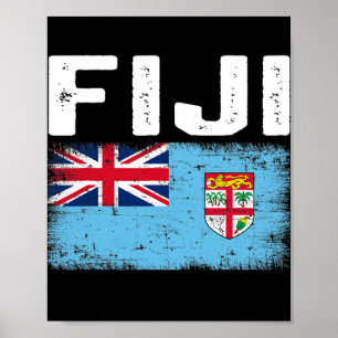 Patriottische Mannen Vrouwen Kind Fiji Vlag onder  Poster