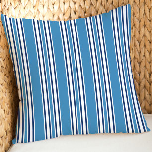 Patriottische marineblauw witte verticale streep buitenkussen
