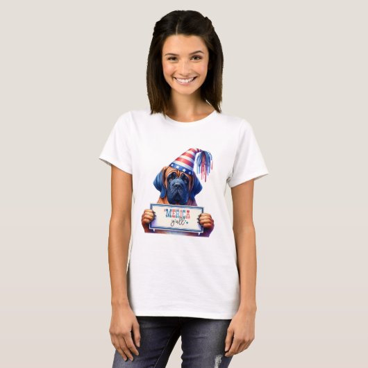Patriottische Mastiff 'Merica Y'all T-shirt (Voorkant volledig)