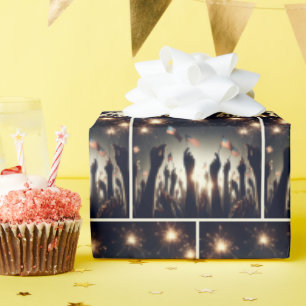 Patriottische menigte met Amerikaanse vlaggen Cadeaupapier