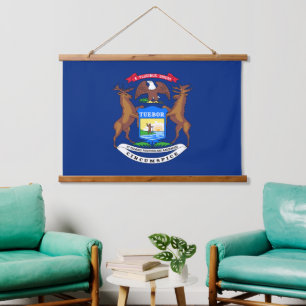 Patriottische Michigan Tapestry, Michigan Flag Hangend Wandkleed