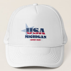 Patriottische Michigan typografie Trucker Hat Trucker Pet