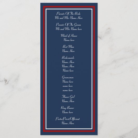 Patriottische Militaire Huwelijksprogramma's Programma (Achterkant)