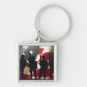 Patriottische militaire soldaat Silhouettes Sleutelhanger