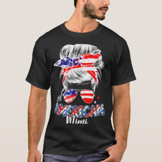 Patriottische mimi 4 juli rommelige knot haar t-shirt