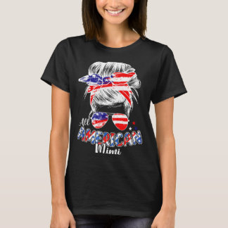 Patriottische mimi 4 juli rommelige knot haar t-shirt