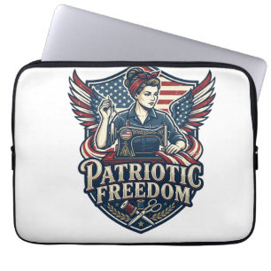 Patriottische Moeder Vector Grafische T-shirt_1 Laptop Sleeve