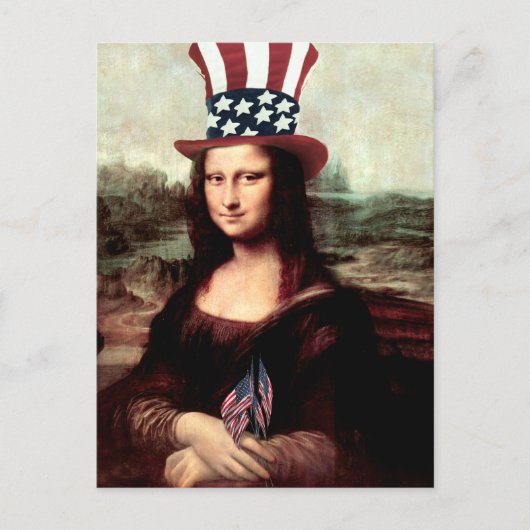 Patriottische Mona Lisa - Onafhankelijkheidsdag Briefkaart (Voorkant)