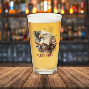 Patriottische Monogrammed God Bless America Eagle Glas