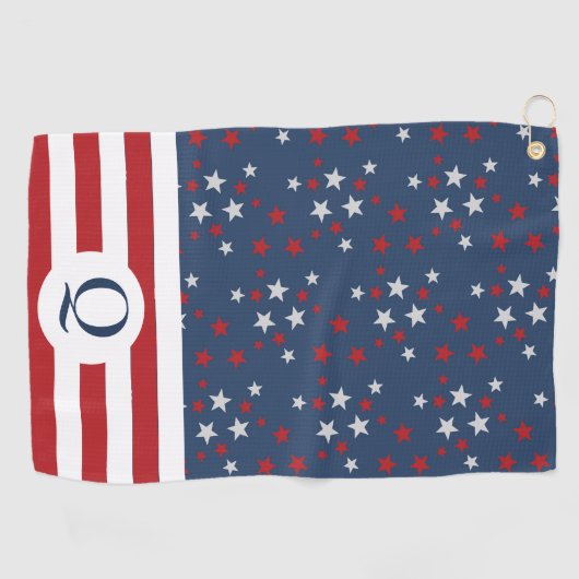 Patriottische Monogrammed Stars and Stripes Golfhanddoek (Horizontaal)