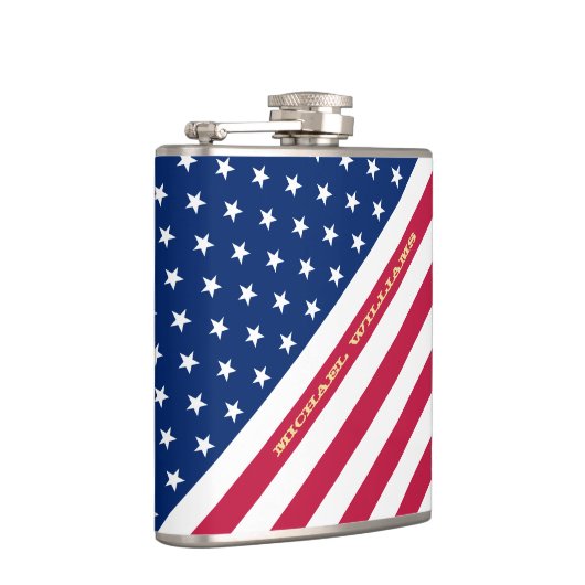 Patriottische Monogrammed Stars Strepen Rood Wit B Heupfles (Rechts)