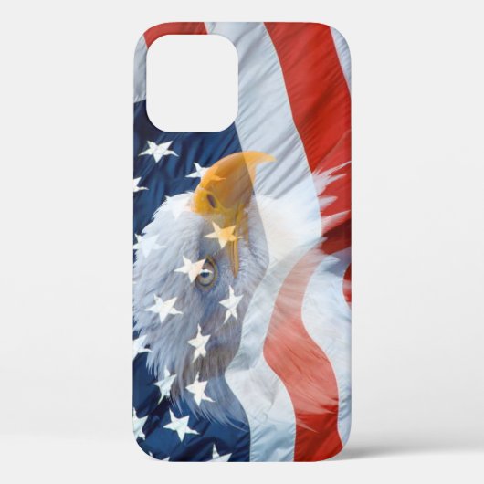 Patriottische monogrammen Bald Eagle American Flag Case-Mate iPhone Case (Achterkant)