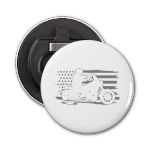 Patriottische motorfiets Amerikaanse vlag Biker Button Flesopener