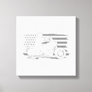 Patriottische motorfiets Amerikaanse vlag Biker Canvas Afdruk